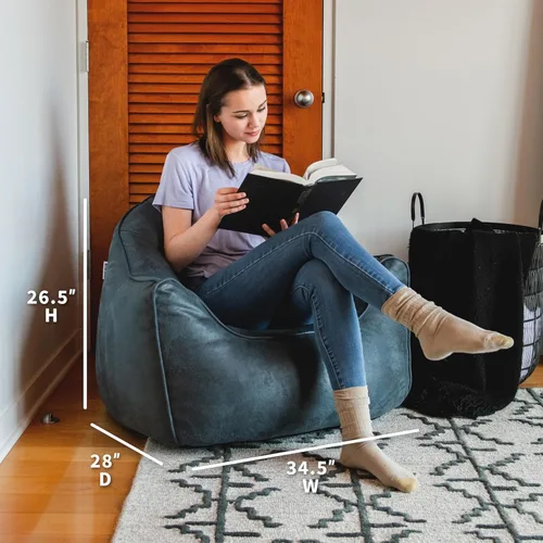 Vista 157 de Big Joe Roma Puf, Sherpa de avena y grafito, gamuza vegana, 3 pies