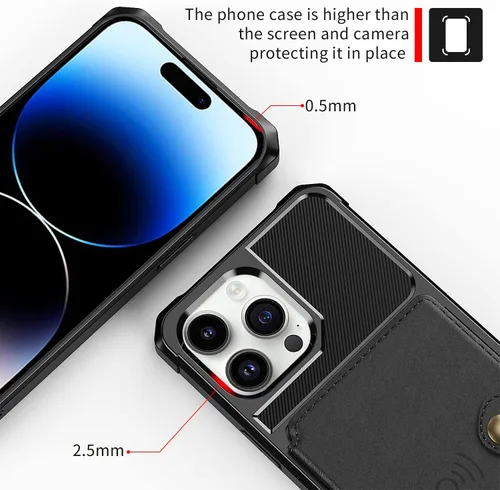 Vista 8 de Asuwish Funda de teléfono para iPhone 14 Pro de 6.1 pulgadas con protector de pantalla de vidrio templado y ranura para tarjeta de crédito, soporte