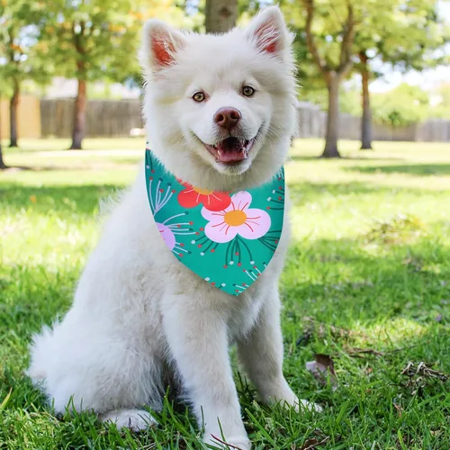 Vista 5 de Weewooday 8 bandanas para perro para verano, estampado de flores, baberos triangulares, bufanda, pañuelo, accesorios para perros, gatos, mascotas