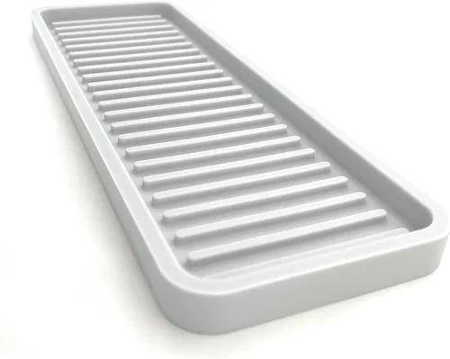Vista 15 de Happitasa - Bandeja organizadora para fregadero de cocina de silicona, soporte de esponja y protector de encimera, estilo de líneas rectas
