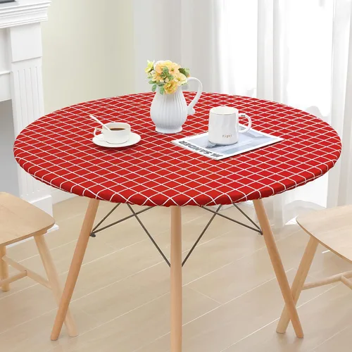 Vista 214 de Mantel rectangular, manteles de plástico elásticos ajustables con parte trasera de franela para mesas de 4 pies, manteles de vinilo impermeables