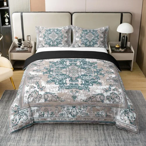 Vista 16 de Erosebridal Funda de edredón 100% algodón natural, bohemio, tribal, juego de ropa de cama individual, exótico retro, funda de edredón bohemia