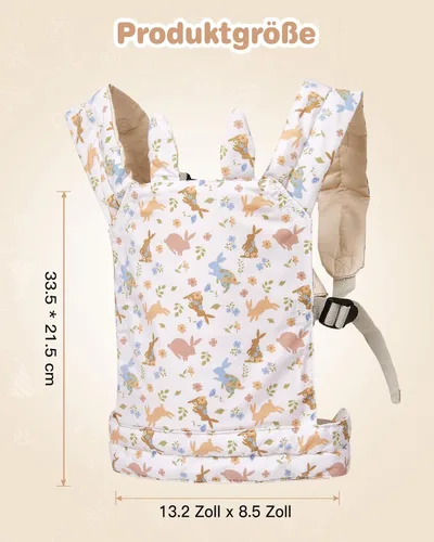 Vista 3 de Lictin Portabebés para muñecas, portador de accesorios para muñecas delanteras y traseras para niñas pequeñas, con correas ajustables para muñeca