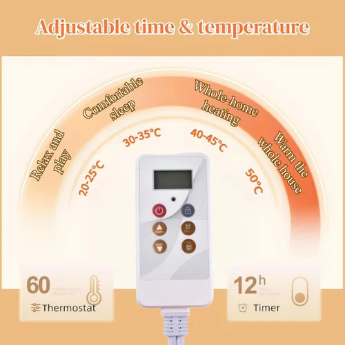 Vista 4 de Heated Rug, Electric Heated Carpet, Heater Floor Mat with Timer, Fast Warm Up, Radiant Floor Heater, for Home Office Study(A,55x190cm)