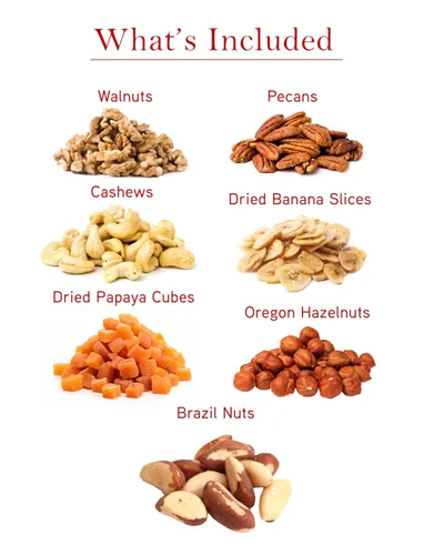 Vista 2 de Anna y Sarah Caja de regalo en forma de torre de frutas secas y frutos secos Caja de regalo Papaya - Chips de plátano - Avellana de Oregon - Nuez