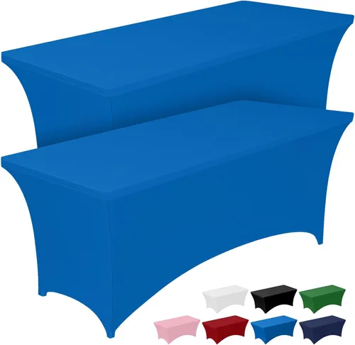 Vista 26 de Pureegg - Juego de 2 manteles de elastano ajustables de 1,2 m para mesas rectangulares, mantel elástico y sin arrugas para mesa de masajes, fiestas