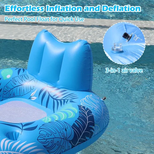 Vista 5 de JOSEN Inflatable Pool Float Adult, Pool Float Lounger Raft Floaties Water Floating Chair with Cup Holders Backrest & Footrest for Swimming Pool