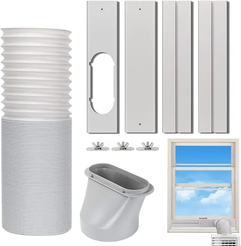 Vista 8 de Kit de ventilación de aire acondicionado portátil, sello de ventana ajustable con diámetro de 5.1 pulgadas, manguera de escape de 51 pulgadas