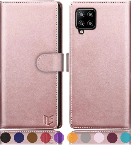 Vista 12 de SUANPOT Funda de piel tipo cartera para Samsung Galaxy A12 con bloqueo RFID, tarjetero para tarjetas de crédito, funda de teléfono con tapa a prueba