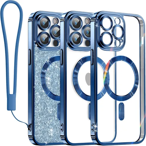 Vista 27 de Meifigno Funda diseñada para iPhone 16 de 6.1 pulgadas, [tarjeta con purpurina y correa de muñeca] [compatible con MagSafe] Protección completa