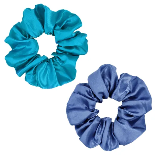 Vista 7 de Sufermoe 12 bandas elásticas para el cabello de seda satinada, color azul surtido de 4.5 pulgadas para mujeres y niñas