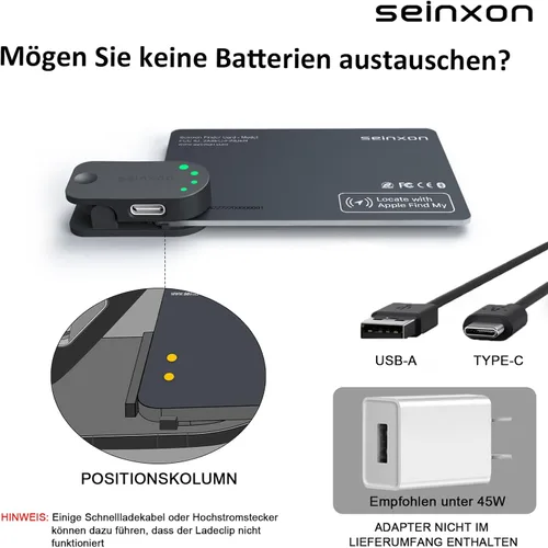 Vista 4 de Rastreador de billeteras, tarjeta de bloqueo RFID, buscador de artículos con mini llavero con clip de recarga, funciona con Apple Find My (solo iOS)