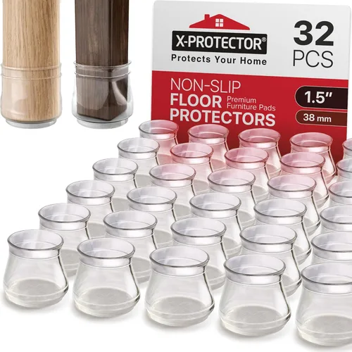 X-Protector Protectores de suelo de silicona para patas de silla con almohadillas antideslizantes para muebles, 32 piezas de 1.3 a 2 pulgadas,