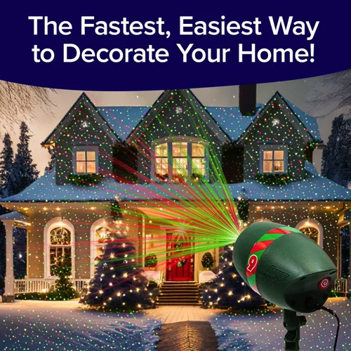 Vista 5 de Star Shower Ultra 9 espectáculo de luces láser para exteriores con control remoto, COMO SE VE EN TV, nuevos 9 patrones únicos, ilumina el hogar