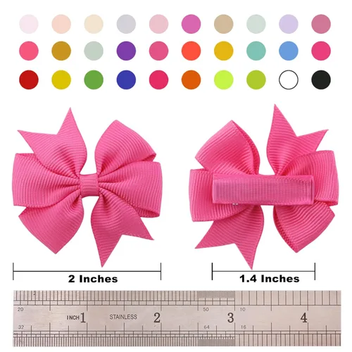 Vista 2 de 60 piezas de broches para el pelo con lazos para bebés: broches de 2 pulgadas totalmente forrados para bebés y niñas (30 pares)