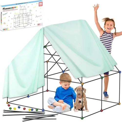PicassoTiles Kit de construcción de fuertes para niños, 150 piezas, para interiores y exteriores, juego de juguetes para interiores y exteriores,