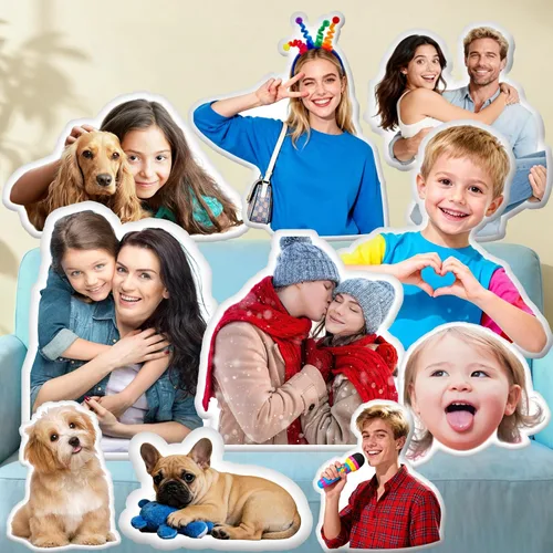 Vista 9 de Amlion Almohada personalizada: almohada facial personalizada de dibujos animados con nombre de imagen, almohadas personalizadas con forma de cara