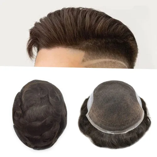 Vista 46 de Toupee - Sistema de cabello humano no quirúrgico para hombres Toupee indetectable de encaje para hombres, extensiones de cabello gris 100% cabello