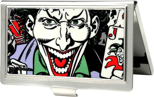 Vista 26 de Buckle-Down Tarjetero BATMAN ARKHAM ASYLUM Joker Pose Plata Cepillada - Pequeño