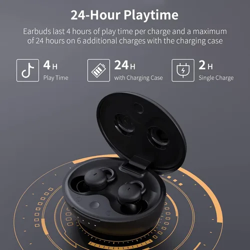 Vista 6 de Auriculares para dormir con micrófono TWS Bluetooth para dormir, IPX6, impermeables, bloquean el ruido, ligeros, cómodos y pequeños auriculares