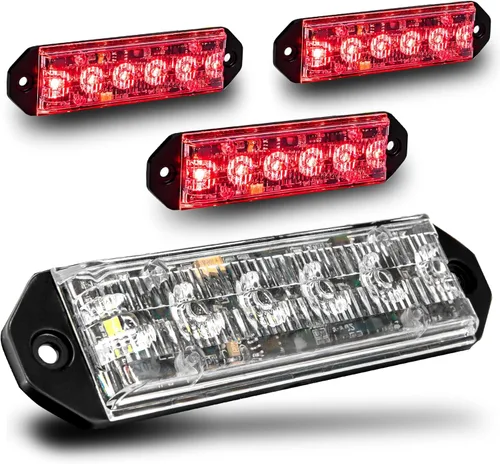 Vista 26 de LAMPHUS PlanarFlash - Luces de advertencia estroboscópicas LED ámbar de 6 W para parrilla de policía [clase SAE 1] naranja de 12 V ultra delgada