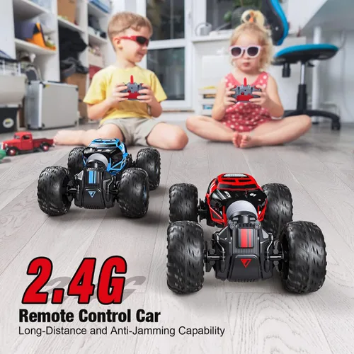 Vista 6 de Powerextra Coche de control remoto, auto RC con detección de gestos, 4WD transforma todoterreno Crawler, auto de acrobacias de juguete todo terreno