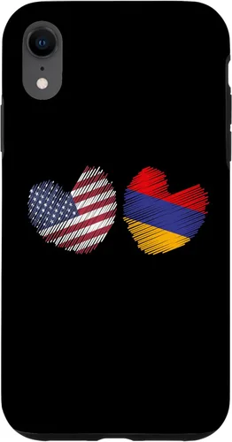 Vista 8 de Funda con diseño de corazón de bandera armenia para iPhone 14 Armenia USA Heart American Flag