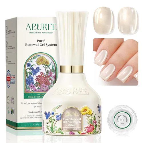 APUREE Strengthener Cat Eye Gel Nail Polish: Champagne Gilt Shimmer Bio Based USDA Certified| HEMA Free Salon-Quality| Soak Off UV Gel Strengthener