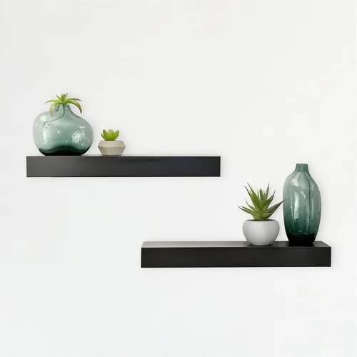 Vista 12 de MCS Estante flotante, estante de madera para decoración de habitación, negro, 12 x 8 pulgadas, juego de 2