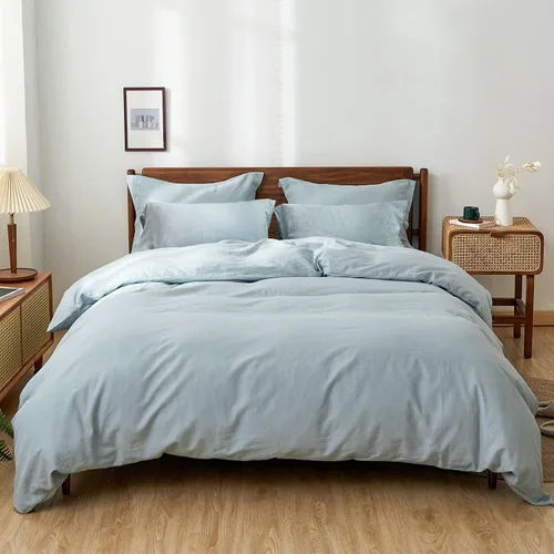 Vista 12 de Simple&Opulence Juego de funda de edredón 100% lino, 2 piezas, estilo básico, lino lavado francés, color sólido, suave, transpirable, con cierre