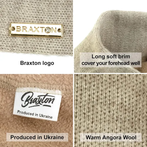 Vista 5 de Braxton Tan - Boinas de punto marrón de lana con forro cálido sombrero de París francés para mujer Café Light Coffee