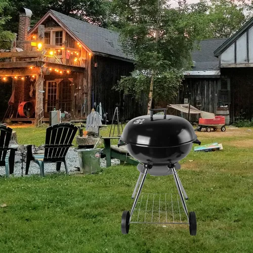 Vista 8 de Parrilla de carbón: Parrilla de carbón con asa, adecuada para patio trasero, al aire libre, (18 pulgadas)