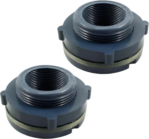 Vista 12 de 2 piezas Accesorio de Mamparo de PVC NPT1, Conector de Tanque de Agua de Plástico de 1 Pulgada Roscado Pasante, Accesorios de Tubería Pasante