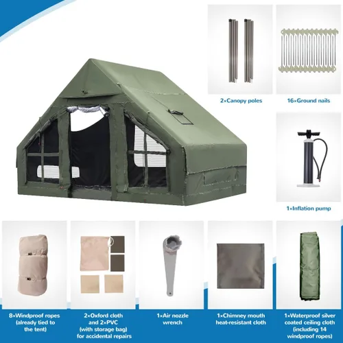 Vista 8 de Inflatable Camping Tent with Pump, 4 Season Inflatable Tents for Camping, Inflatable House Tent Waterproof Easy Setup Glamping Tent