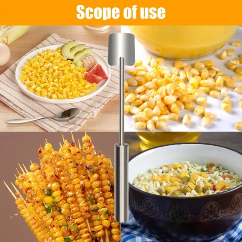 Vista 4 de Pelador de maíz para pelar maíz en la mazorca, herramienta para pelar maíz de acero inoxidable de mango largo 2025, herramientas de eliminación