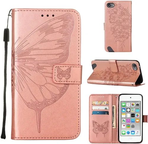 Vista 2 de Funda tipo cartera para iPod Touch 7/iPod Touch 6/iPod Touch 5, con soporte para tarjetas de crédito, para mujeres y hombres, con cierre magnético