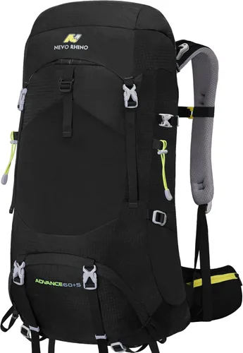 Vista 8 de N NEVO RHINO - Mochila de senderismo con marco interno 50, 60, 65, 70 y 80 L, mochila impermeable para escalar, camping, con cubierta de lluvia