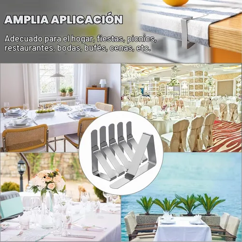 Vista 8 de Paquete de 12 clips para mantel, clips para mantel de picnic, abrazaderas de acero inoxidable, clips de mesa para restaurante, picnic, carpas 12