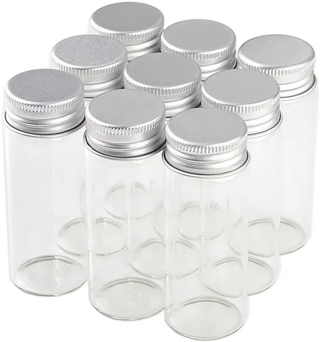 Vista 16 de Frascos de sello vacío de 0.8 fl oz Botella de vidrio con tapa de rosca de color dorado de aluminio Sellado Contenedor de regalo de alimentos