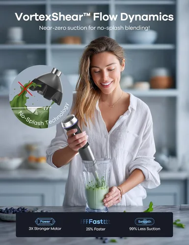 Vista 2 de Ganiza Batidora de Inmersión 8 en 1 Batidora de Mano Max 1000W Motor de Alta Resistencia, 16 Modos de Velocidad Batidora de Mano de Inmersión