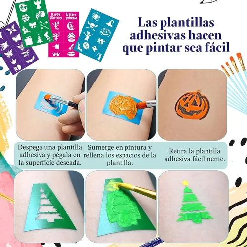 Vista 3 de Face Painting Kit, 12 Split Cake Face Paint Palette Makeup Kit Non-Toxic Water Activated with Brush, Sponge for Party Halloween (12 Split Cakes)