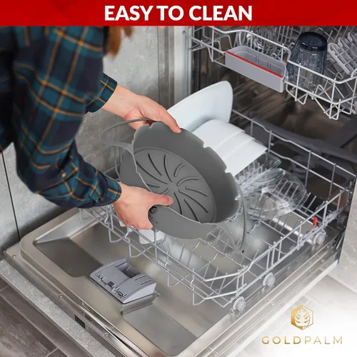 Vista 5 de Paquete de 2 forros de silicona para freidora de aire 8.6 pulgadas, 5 cuartos de galón o más grandes accesorios reutilizables para freidora de aire