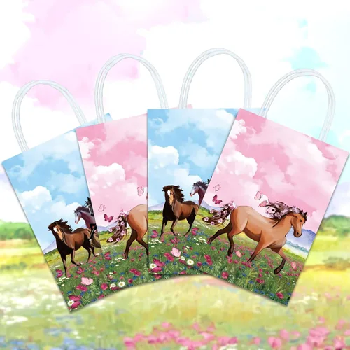 Vista 7 de 16 bolsas de golosinas de caballo para suministros de fiesta de cumpleaños, aperitivos de regalo, dulces con asas para decoraciones de fiesta