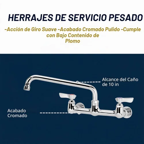 Vista 6 de Krowne Silver Series - Grifo de montaje en pared central de 8 pulgadas, boquilla de 10 pulgadas