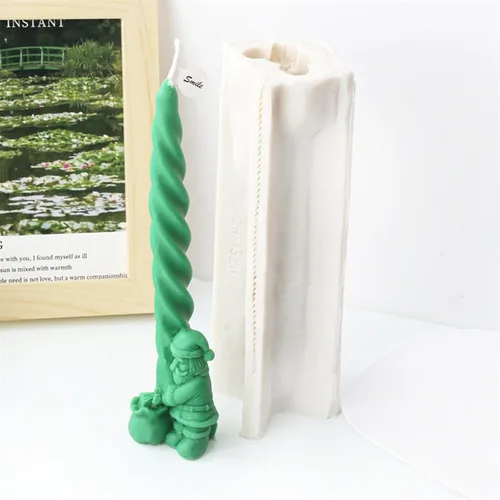 Vista 15 de Christmas Spiral Taper Candle Mold, Long Twisted Silicone Candle Mold, Christmas Pillar Candle Mold for Candle Making, Xmas Home Decor (Deer)