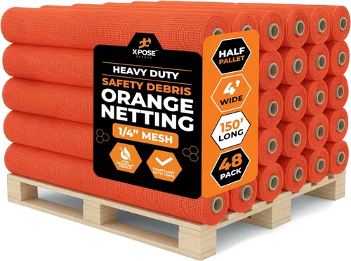 Vista 23 de Xpose Safety Red de seguridad para construcción de Xpose Safety - Rollo de material temporal de 150 pies, malla de 1/4" para cerca de andamio