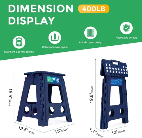 Vista 168 de Dyforce Taburete plegable de 11 pulgadas, taburete duradero para niños, taburetes resistentes para adultos, taburetes de pie compactos, taburete