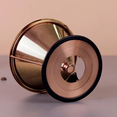 Vista 8 de Sivaphe Filtro de café reutilizable de acero inoxidable para verter sobre cono, filtro de café sin papel con soporte extraíble