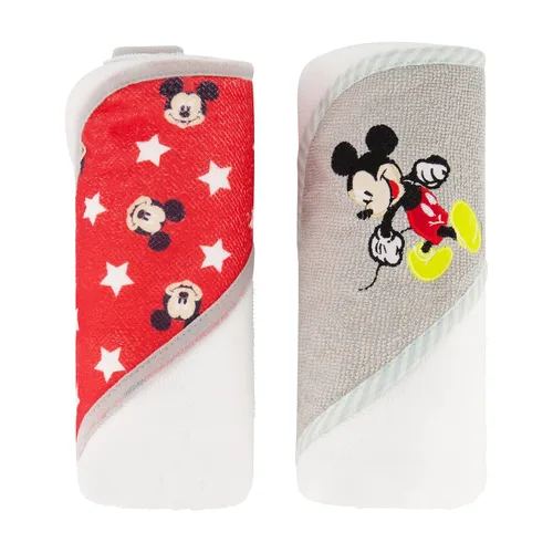 Vista 10 de Disney Cudlie - Paquete de 2 toallas con capucha enrolladas/cardadas con estampado de Mickey Mouse para bebé niño
