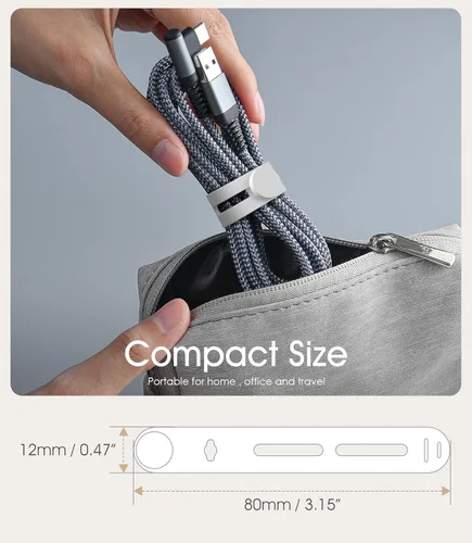 Vista 2 de 20 unidades de bridas reutilizables para cables Nearockle, bridas ajustables de silicona para organizar cables pequeños, bridas de cierre